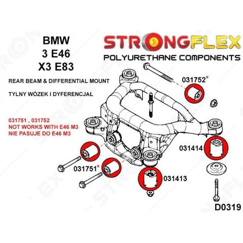 Silentblocks puente trasero y diferencial E46 Amarillo Strongflex